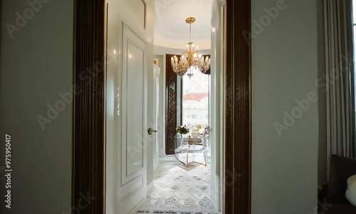 Elegant Hallway to Parisian Balcony View 