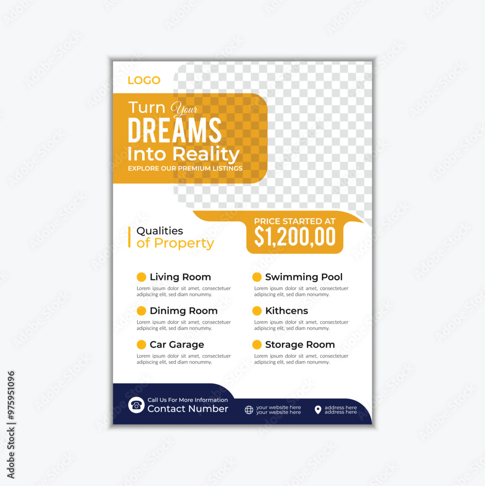 Fototapeta premium Modern Home Sale Real Estate Flyer Real Estate Flyer Design Dream Home