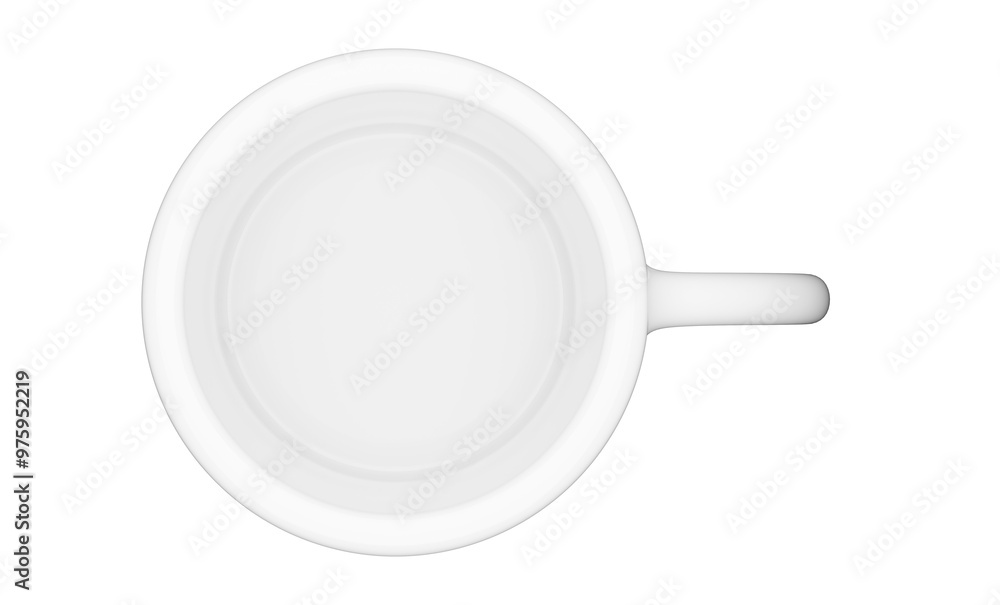 Classic white mug or cup template mock-up from above isolated on white background Classic white mug or cup template mock-up from above isolated on white background
