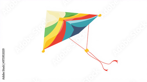 Kite, a simple flat illustration, bright colors, vector graphic, white background