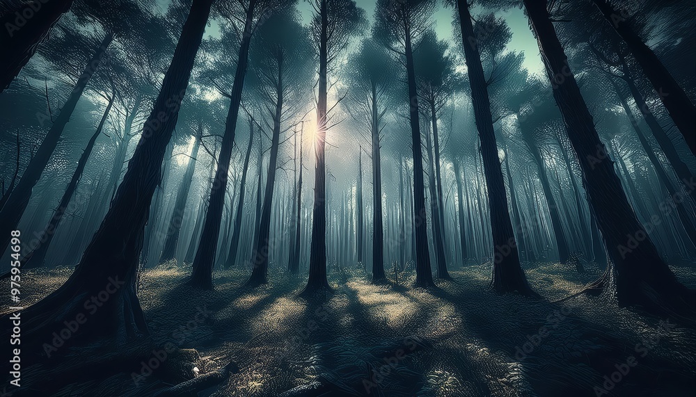 Obraz premium Fading Forest Diversity – Vibrant to Silhouettes