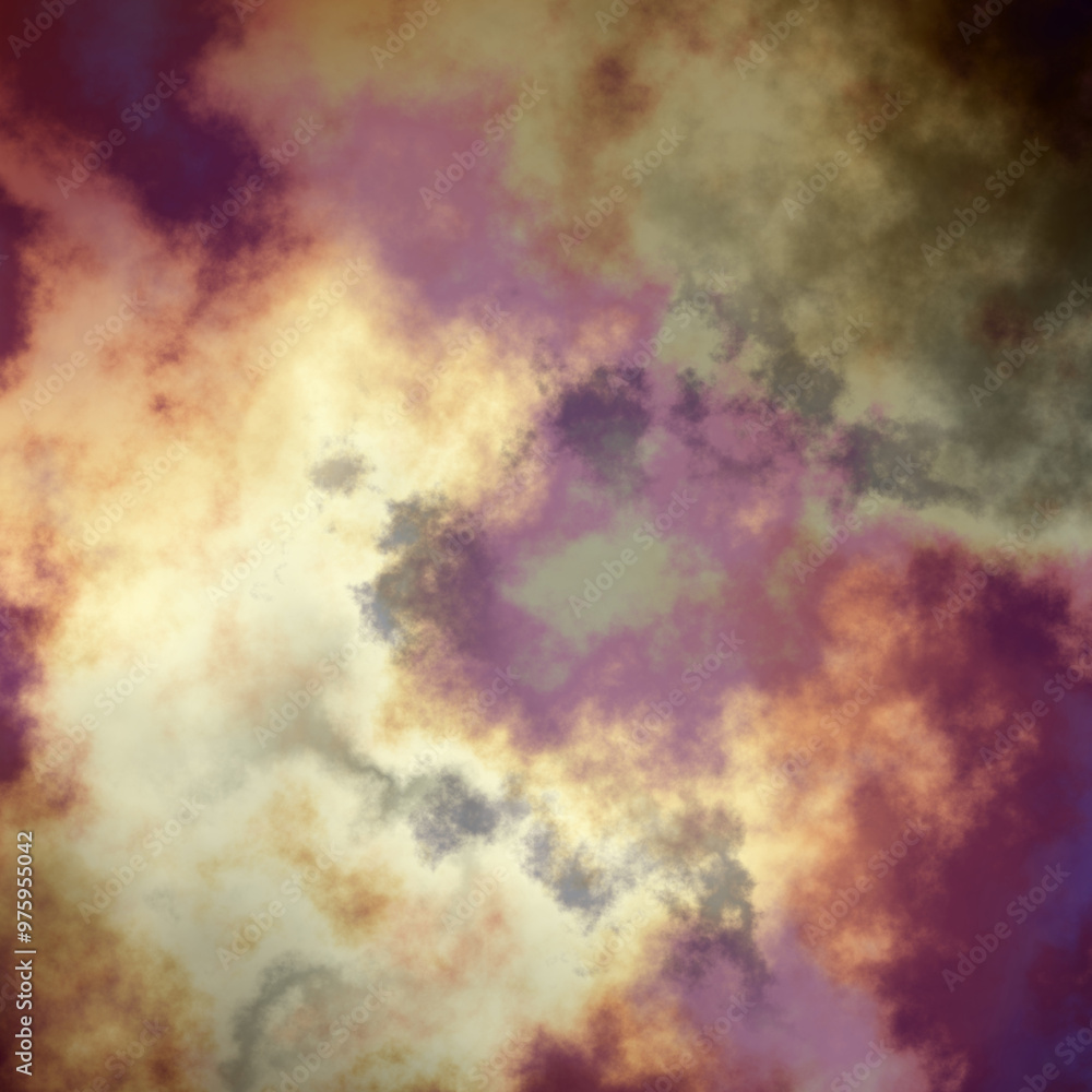 Obraz premium Fractal render, abstract fantasy background of colorful sky with colorful clouds