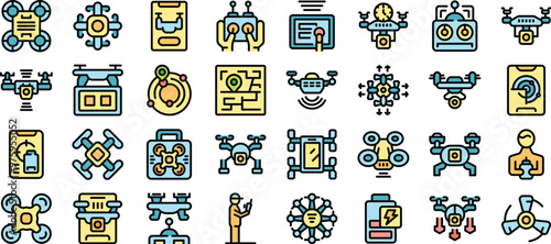 Drone operating system with remote control, battery life, delivery service and delivery man controlling drone with smartphone