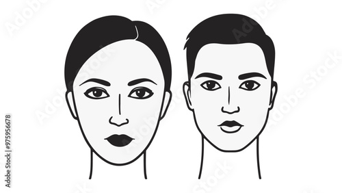 woman and man profile pictures, man and woman face illustrations