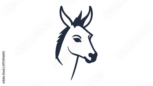 cute donkey face shape, cute donkey head outline, donkey sign illustration, donkey cartoon vector outline illustration