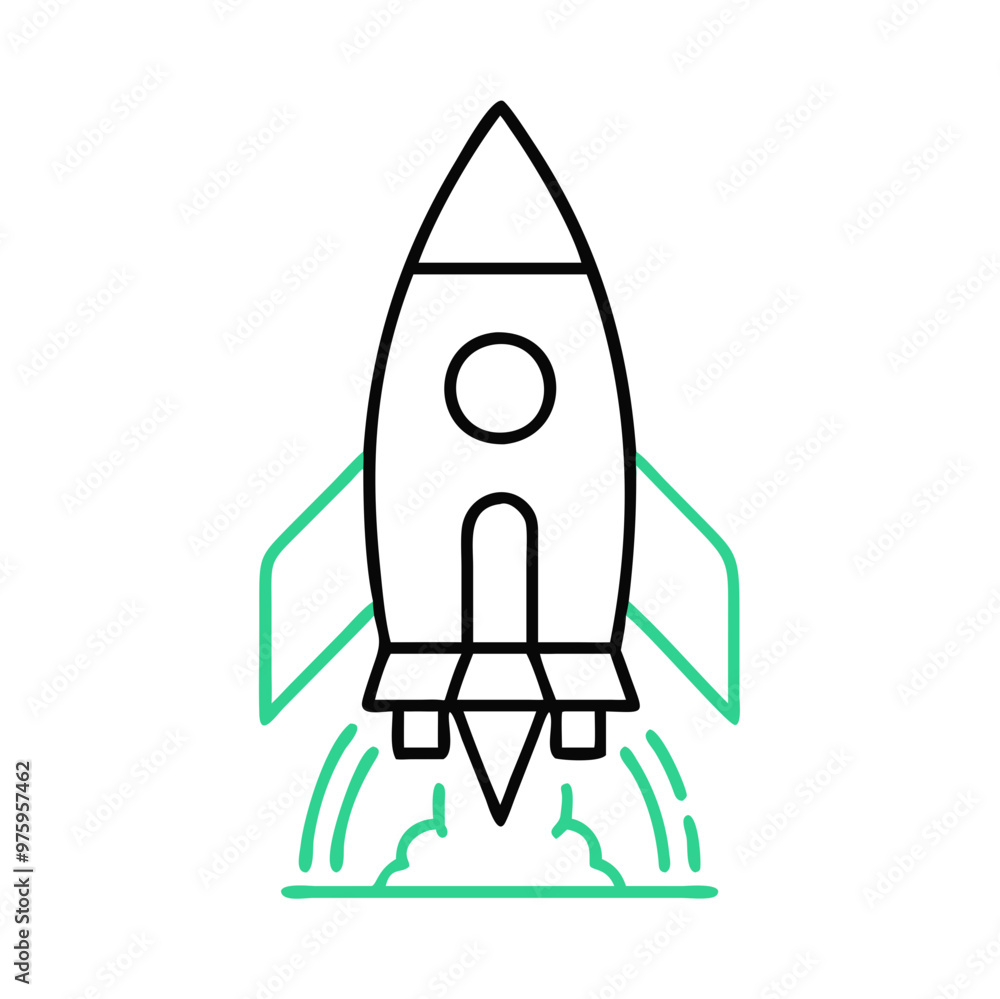 Rocket icon symbolizing rapid growth with smoke trails in a minimalist style on a clean background Rocket icon symbolizing rapid growth with smoke trails in a minimalist style on a clean background