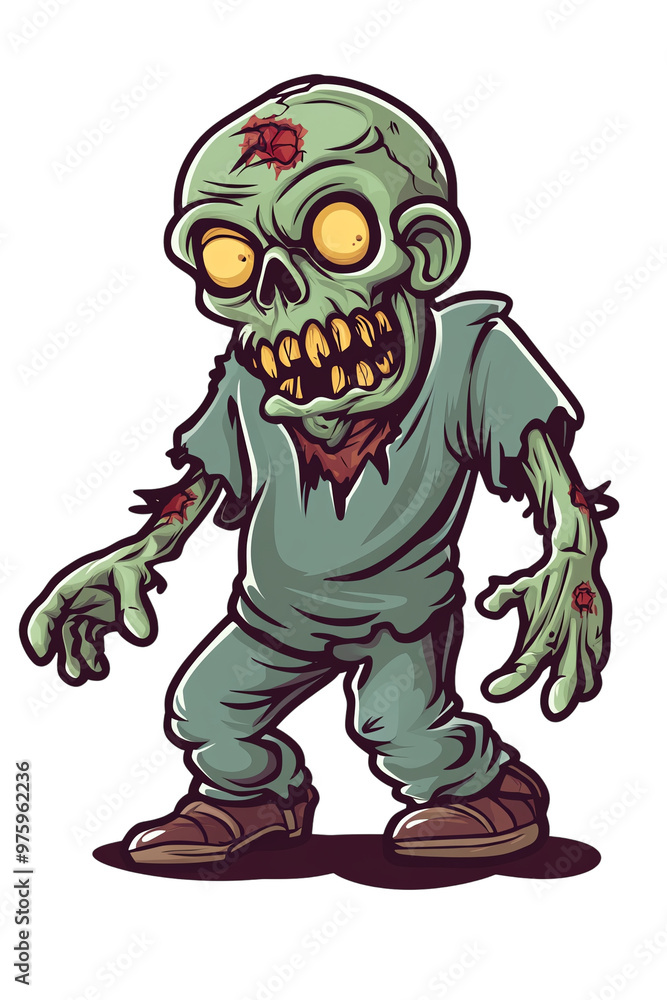 Creepy zombie in tattered clothes, horror character for Halloween Creepy zombie in tattered clothes, horror character for Halloween