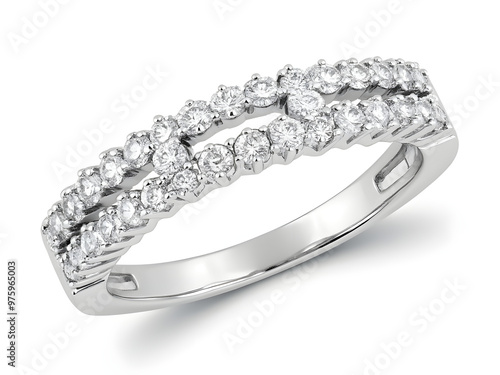 image of Diamond Anniversary Band 1 ct tw 18K White Gold, isolated white background photo