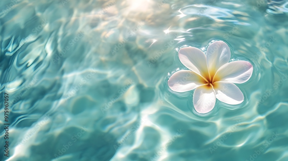 Delicate Floating Flower Petals on Tranquil Pond Water with Reflections Delicate Floating Flower Petals on Tranquil Pond Water with Reflections