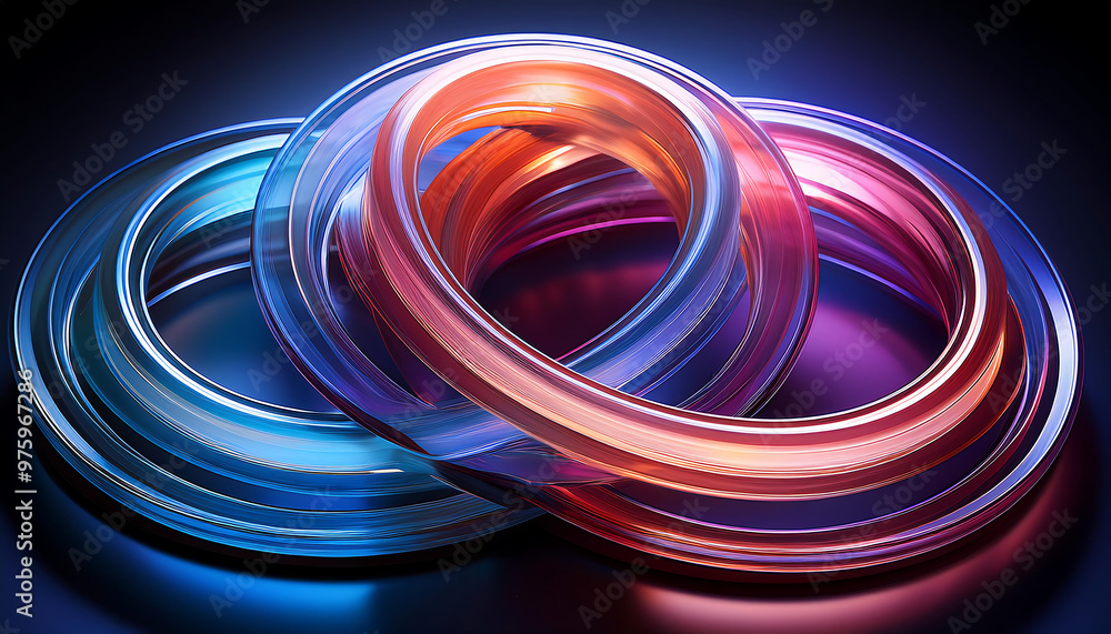 Design an image showcasing a sequence of overlapping rings in various translucent colors Design an image showcasing a sequence of overlapping rings in various translucent colors