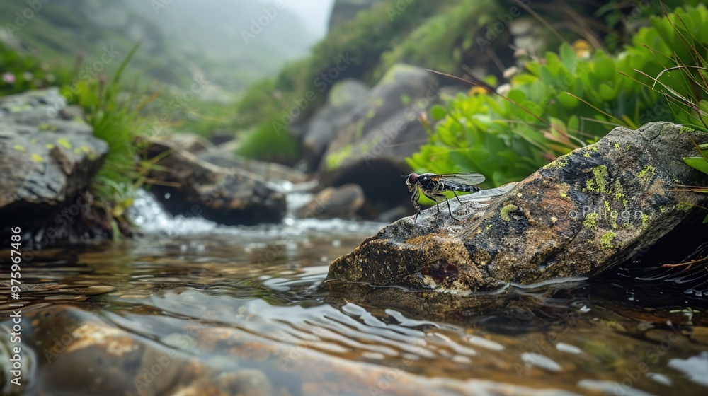 Fototapeta premium stonefly near river wallpaper