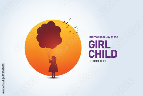 International day of the girl child concept vector illustration.