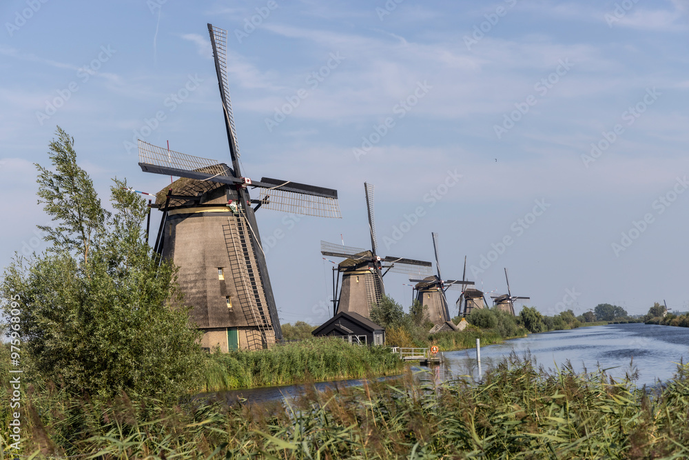 historic windmills at Kinderdijk in the Netherlands
