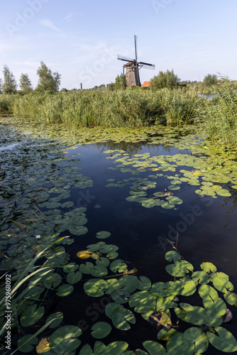 Obraz na płótnie historic windmills at Kinderdijk in the Netherlands w salonie