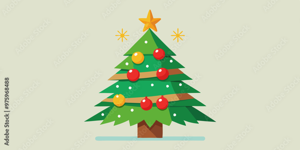 Naklejka premium Christmas tree. Christmas and New Year holiday. Postcard. Concept of New Year and Christmas holiday.