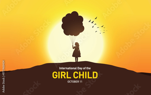 International day of the girl child concept vector illustration.