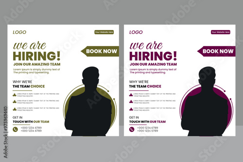 Promotional Social Media hiring job vacancy web banner template for social media web banner design