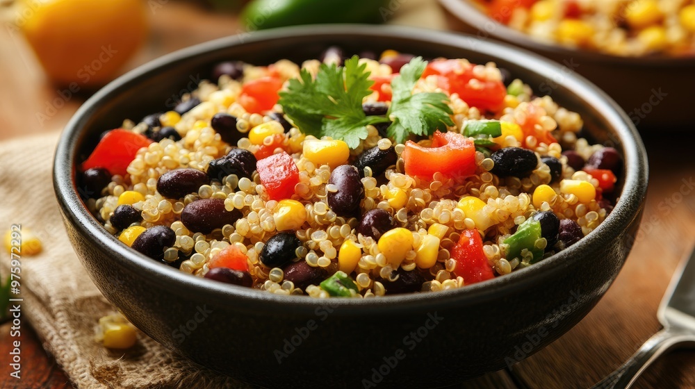 Bowl of quinoa with black beans and corn Bowl of quinoa with black beans and corn