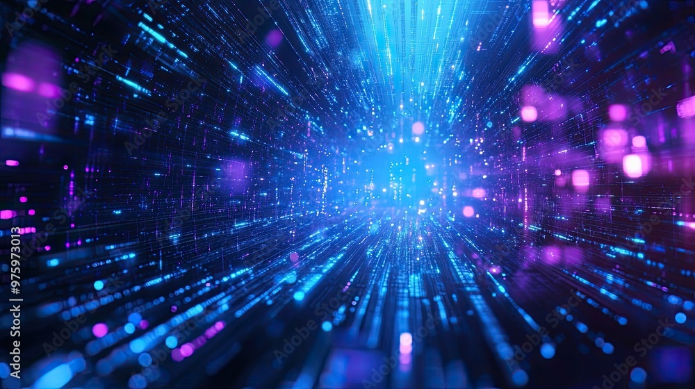 Fototapeta premium Cyberspace background with blue and purple hues