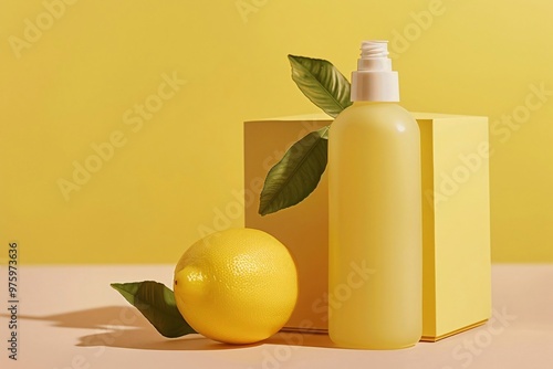 bottle of oil with lemon