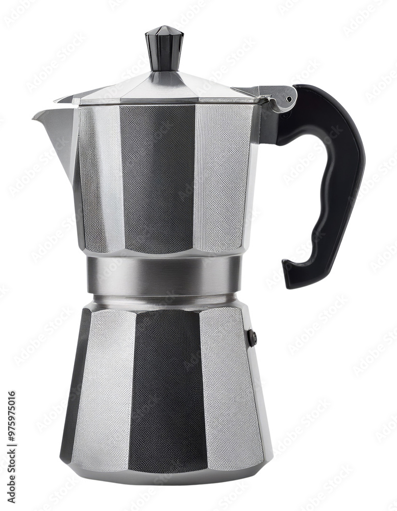 Silver Moka Pot Isolated on Transparent Background Silver Moka Pot Isolated on Transparent Background