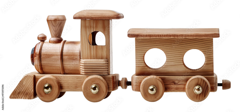 Naklejka premium Wooden Toy Train Isolated on Transparent Background