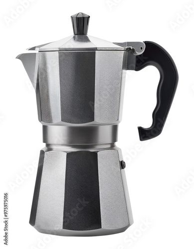 Silver Moka Pot Isolated on Transparent Background