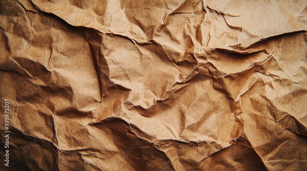 High-quality image of rough kraft paper with deep creases and rich brown hues, perfect for eco-themed backgrounds High-quality image of rough kraft paper with deep creases and rich brown hues, perfect for eco-themed backgrounds
