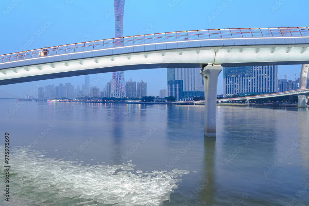 Guangzhou Pearl River Haixin Bridge and Urban Architectural Landscape Guangzhou Pearl River Haixin Bridge and Urban Architectural Landscape