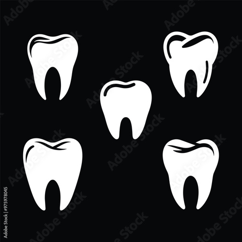 Set of tooth vector. Minimalist clinical logo