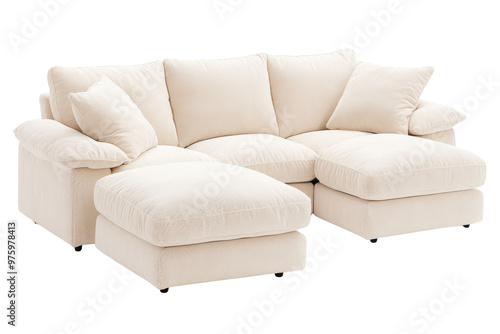 Cozy and stylish cream sectional sofa ideal for modern living spaces, providing comfort and elegance in home decor. photo