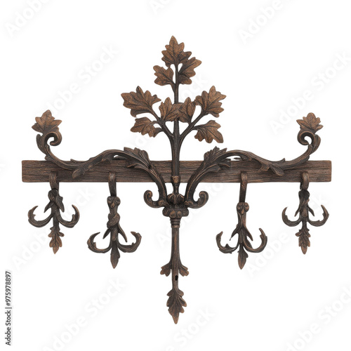 Elegant vintage wall hook with intricate leaves, perfect for hanging coats, hats, or decorative items in any room.