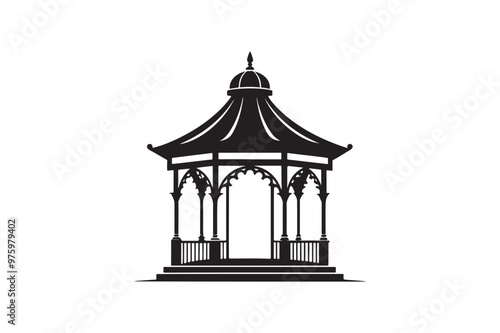 Pavilion silhouette vector illustration, Pavilion silhouette vector, Pavilion silhouette PNG 