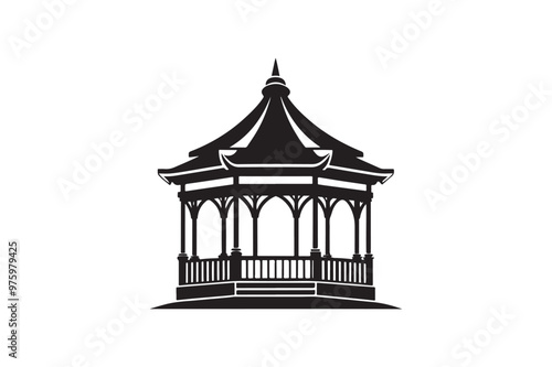 Pavilion silhouette vector illustration, Pavilion silhouette vector, Pavilion silhouette PNG 