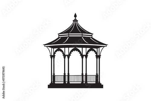 Pavilion silhouette vector illustration, Pavilion silhouette vector, Pavilion silhouette PNG 