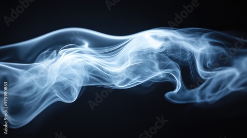 Abstract smoke trails flowing in a winding pattern through a void-like space.