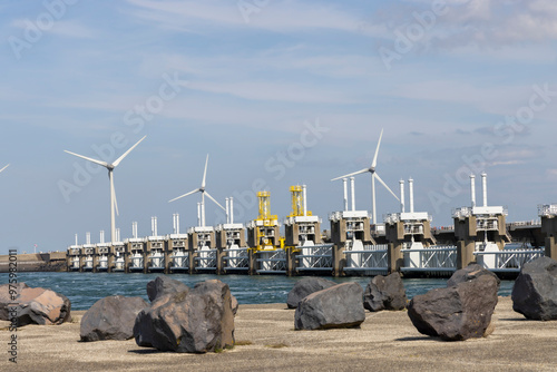 Obraz na płótnie The Delta Works (Dutch: Deltawerken) is a series of construction projects in the southwest of the Netherlands to protect a large area of land around the Rhine–Meuse–Scheldt delta from the sea w salonie