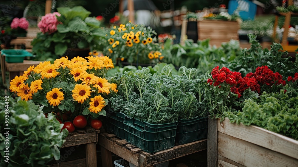 4. A community garden filled with a variety of vegetables and flowers, showcasing local sustainable agriculture and the beauty of nature’s abundance 4. A community garden filled with a variety of vegetables and flowers, showcasing local sustainable agriculture and the beauty of nature’s abundance