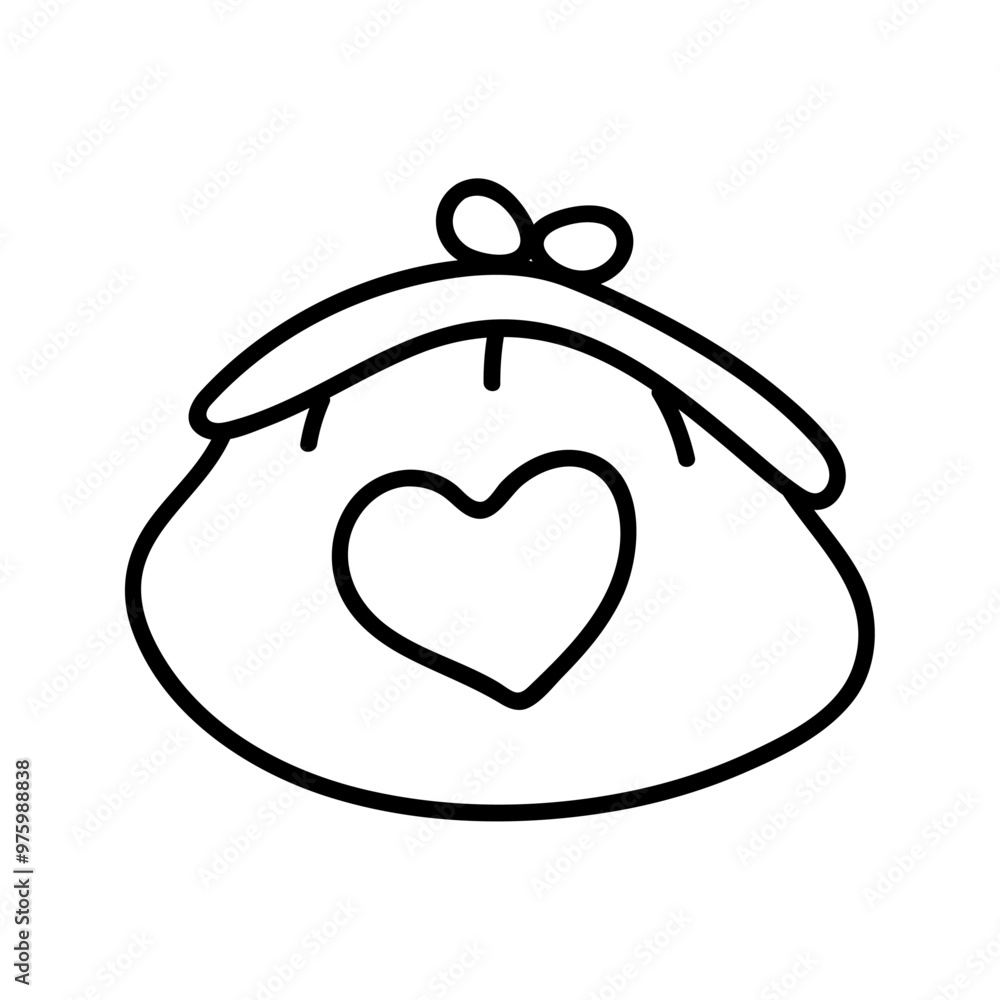 Obraz premium Wallet in doodle style. Vector, on a white background