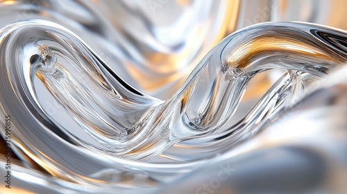 Smooth glass tubes twisting and turning through space, reflecting light in abstract ways.