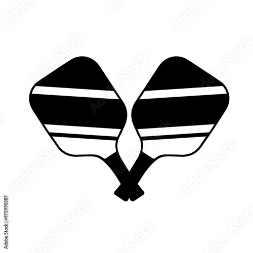 Pickleball Paddle icon silhouette vector, Pickleball Racket vector, Pickleball club and icons vector illustration