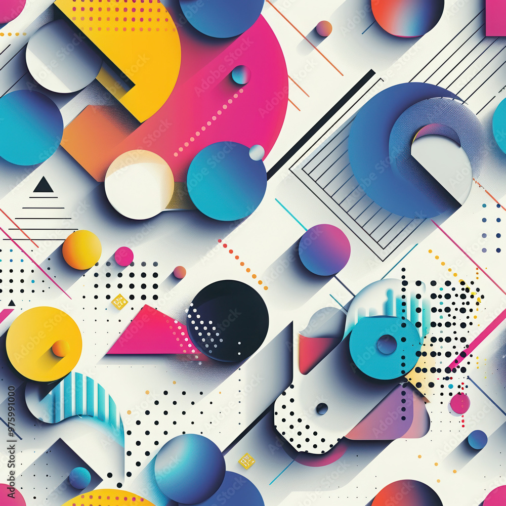 abstract geometric colorful modern shapes 3d circles triangles squares lines pattern design vibrant digital futuristic dynamic art creativity texture pop art retro style abstract geometric colorful modern shapes 3d circles triangles squares lines pattern design vibrant digital futuristic dynamic art creativity texture pop art retro style