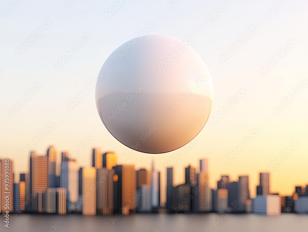 Futuristic bank floating in the air, deflating like a balloon, banking ...