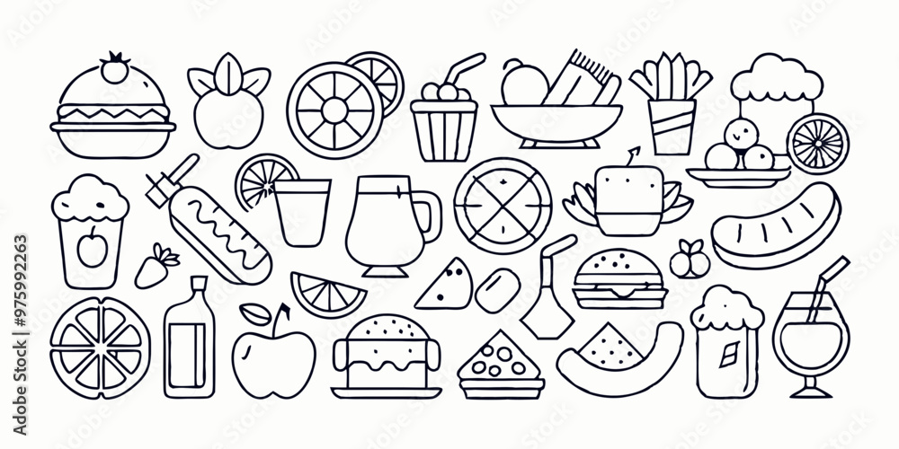 Obraz premium set of hand drawn illustrations of food