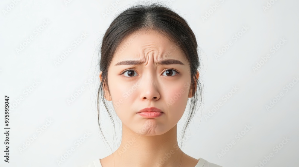 A woman displays concern with a thoughtful expression, highlighting emotions and the complexity of human feelings. A woman displays concern with a thoughtful expression, highlighting emotions and the complexity of human feelings.