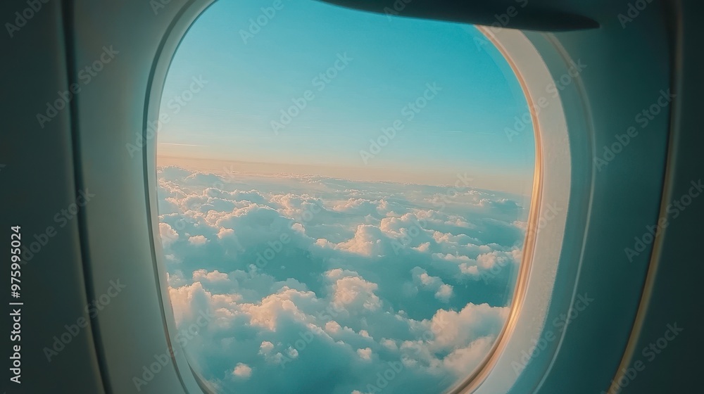 Clouds and Sky Viewed From an Airplane Window During a Daytime Flight Clouds and Sky Viewed From an Airplane Window During a Daytime Flight