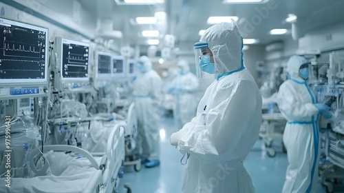 Medical Staff Wearing Protective Gear Treating Patients in Hospital During COVID-19 Pandemic