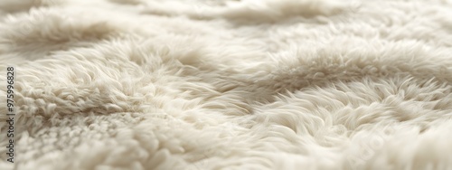 Wallpaper Mural A close-up of the plush texture on a cream-beige shaggy rug, highlighting its soft and fluffy appearance Torontodigital.ca