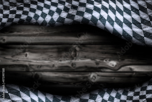 Oktoberfest Tischtuch mit Rautenmuster und Holzwand im Vintage Look