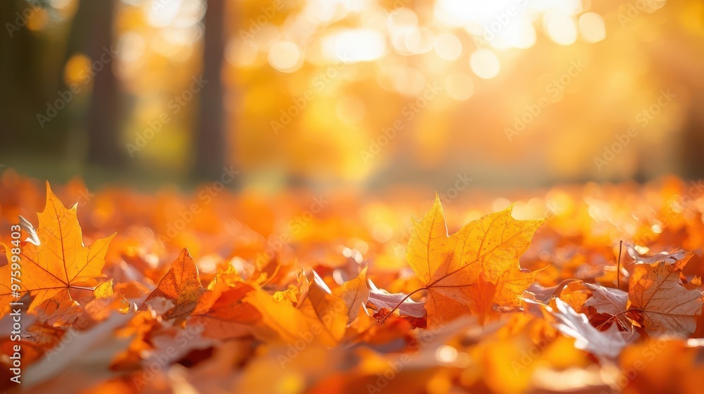 enchanting autumn scene featuring vibrant orange maple leaves carpeting the ground soft bokeh effect in the background creates a dreamy atmosphere highlighting the beauty of the fall season enchanting autumn scene featuring vibrant orange maple leaves carpeting the ground soft bokeh effect in the background creates a dreamy atmosphere highlighting the beauty of the fall season